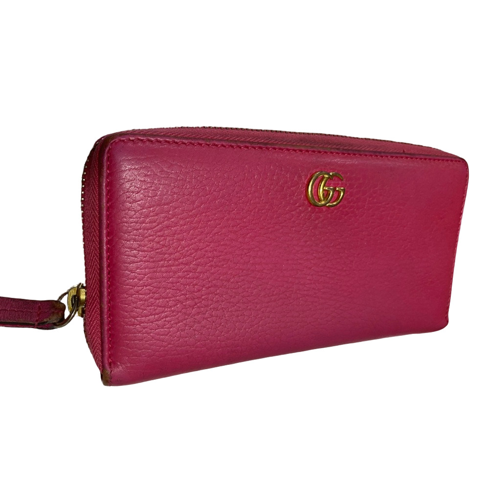 Gucci GG Marmont zip-around wallet in shocking pink